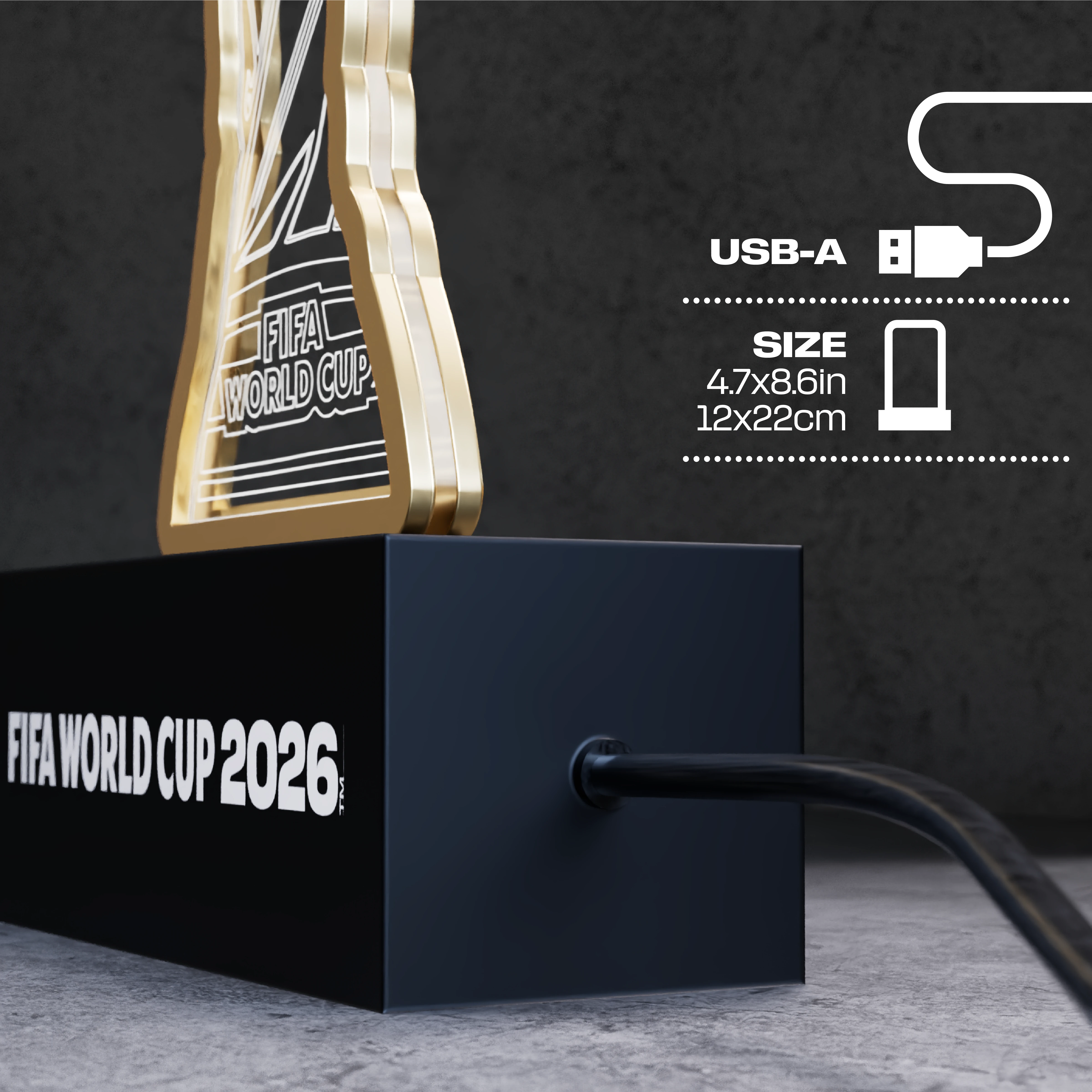 USB powered LED trophy with inline power switch
